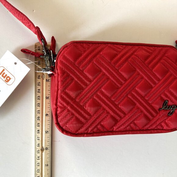 Lug Coupe 2 Convertible Crossbody Bag Poppy Red with Houndstooth Interior - Picture 3 of 6